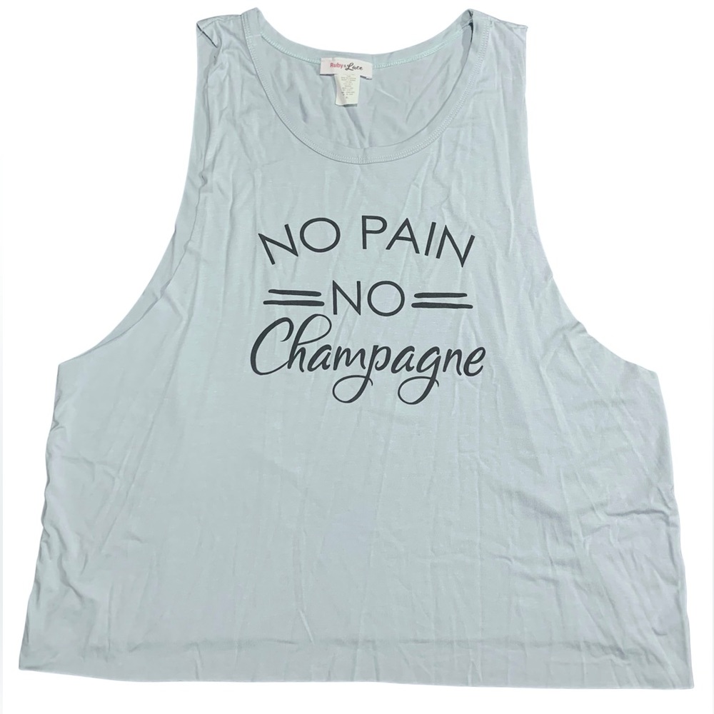 Ruby & Lace “No Pain No Champagne” Light Blue Tank Top - Size: XL